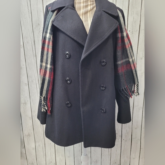 London Fog Double-breasted Peacoat w/ Scarf, Size L - Picture 5 of 13